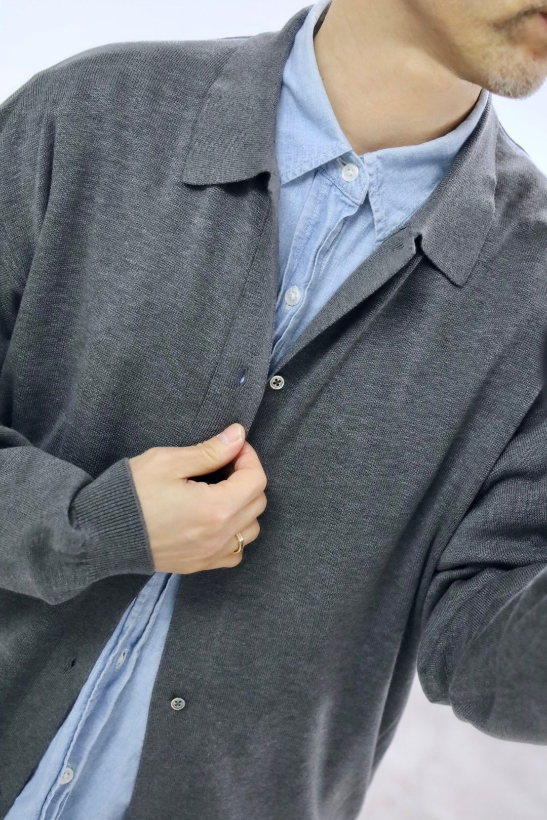 グラフペーパー26SS Suvin High Gauge Knit Oversized L/S Shirts (GU261-80263C)TOP GRAY☆1月17日(土)発売！