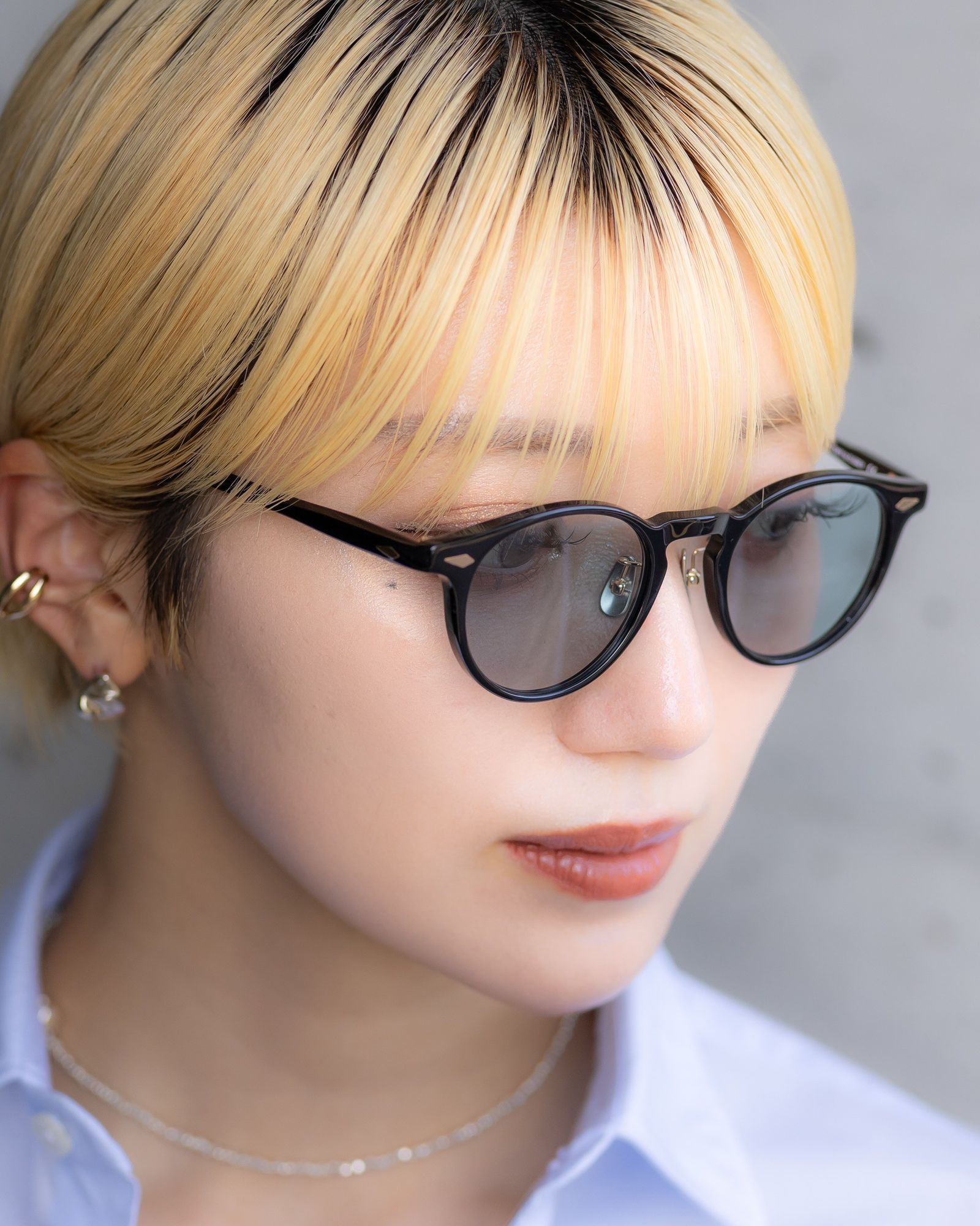 ノチノオプティカル TSUKIYOMI NOCHINO-N3 #9. GLOSS BLACK × BLUE GREY to GREY(調光モデル)