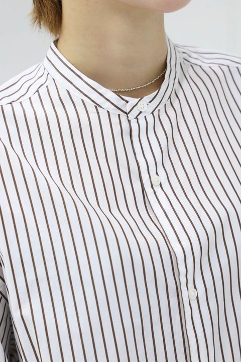 Graphpaper SIDOGRAS Stripe L/S Oversized Band Collar Shirt STYLE 2025.10.24