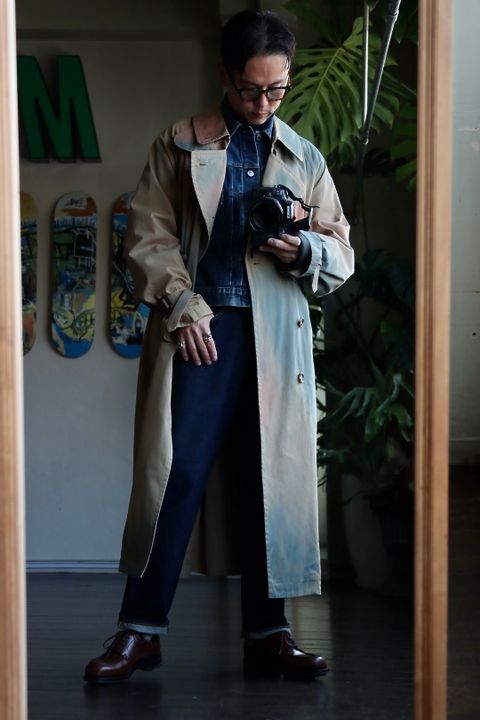 YOKE 23SS SPRAY PRINTED TRENCH COATスタイル