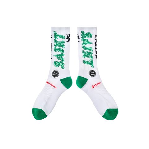 セントマイケル 26SS SAINT SOCKS(SM-MK8-0000-108)WHITE×GREEN☆4月11日(土)発売！