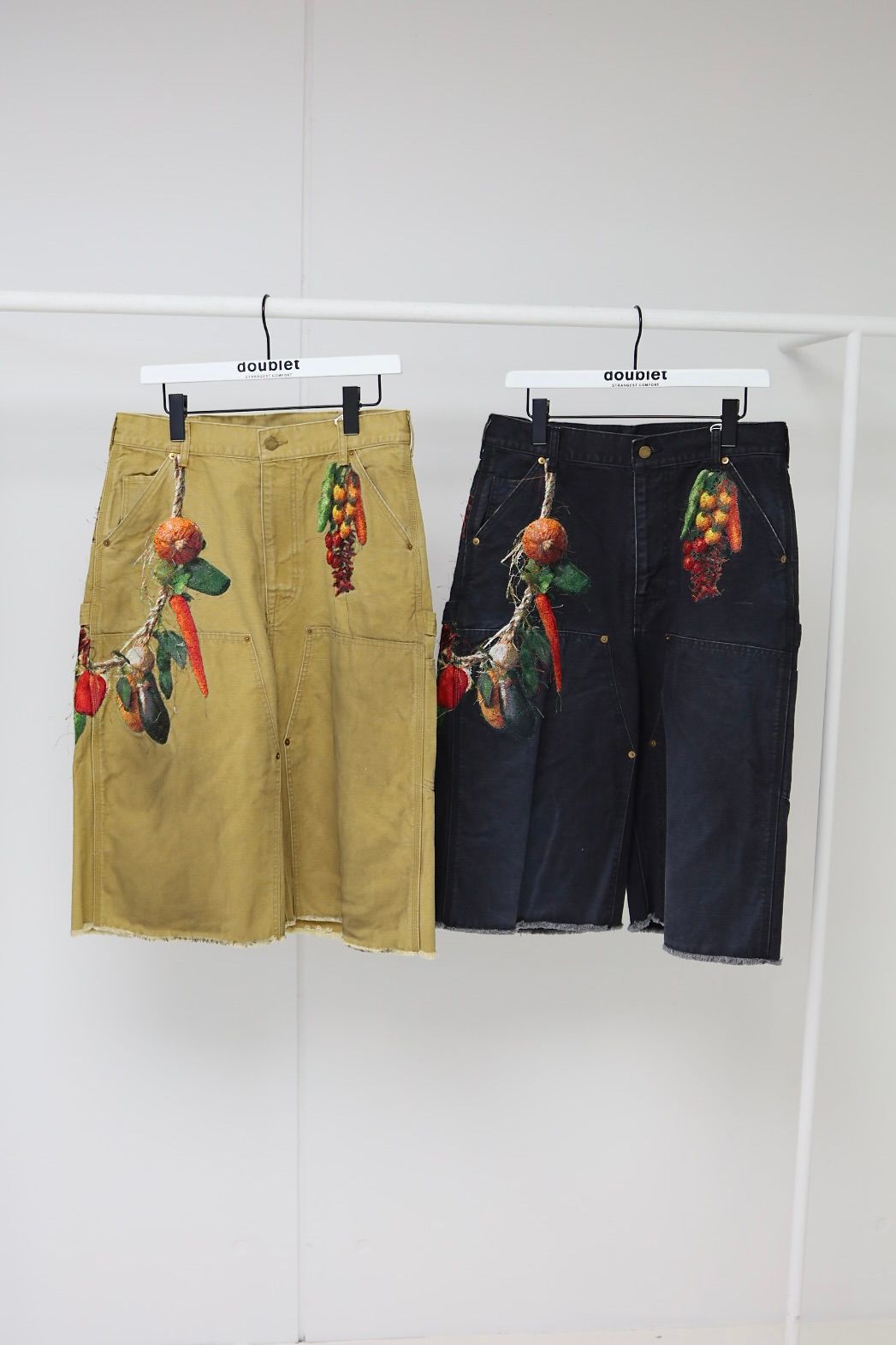 doublet ダブレット26SS VEGETABLE EMBROIDERY CUT-OFF PANTS (26SS19PT350) BLACK ★1月17日(土)11:00発売！