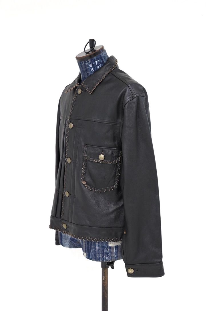 BOW WOW 26FW LACE-UP LEATHER TRUCKER JACKET(BWU-LULTJ)BLACK