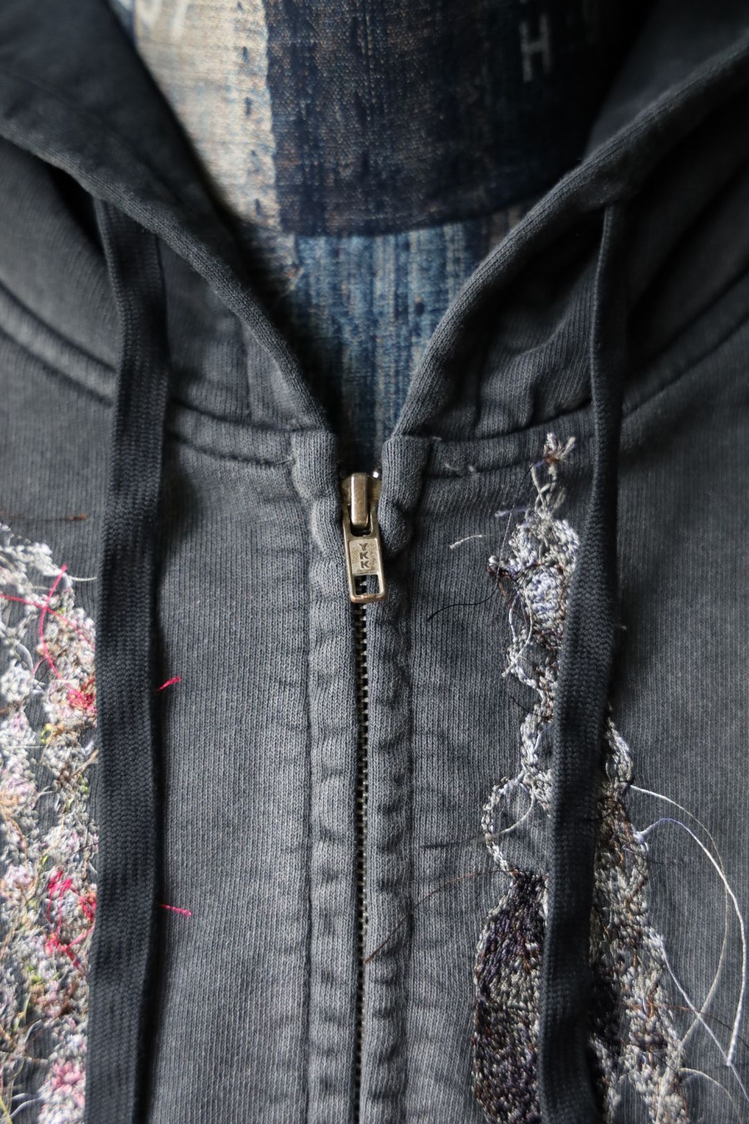 doublet 25AW EMBROIDERED CHAIN ZIP-UP HOODIE (25AW43CS405) GREY