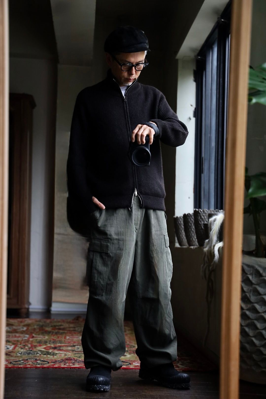 マーカウェア 26AW ドライバーズニットDRIVERS KNIT(A26C23SW01C)NATURAL BLACK☆新作発売！
