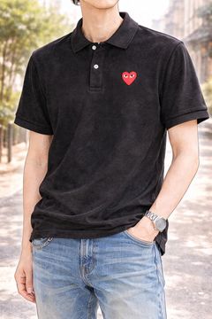 PLAYプレイコムデギャルソン ポロシャツ(AX-T006-051)BLACK(REDハート)