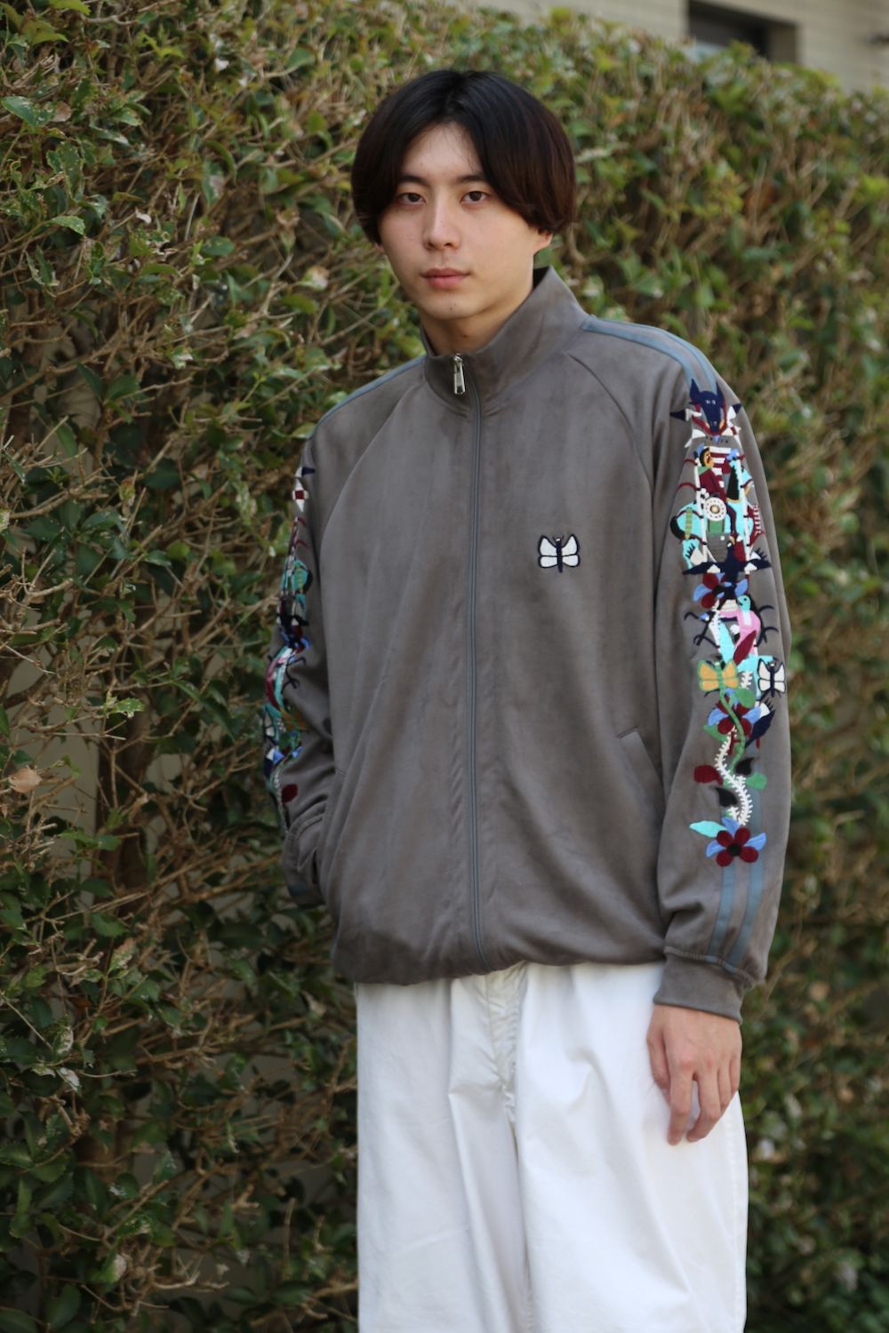 doublet CHAOS EMBROIDERY SUEDE TRACK JACKET 