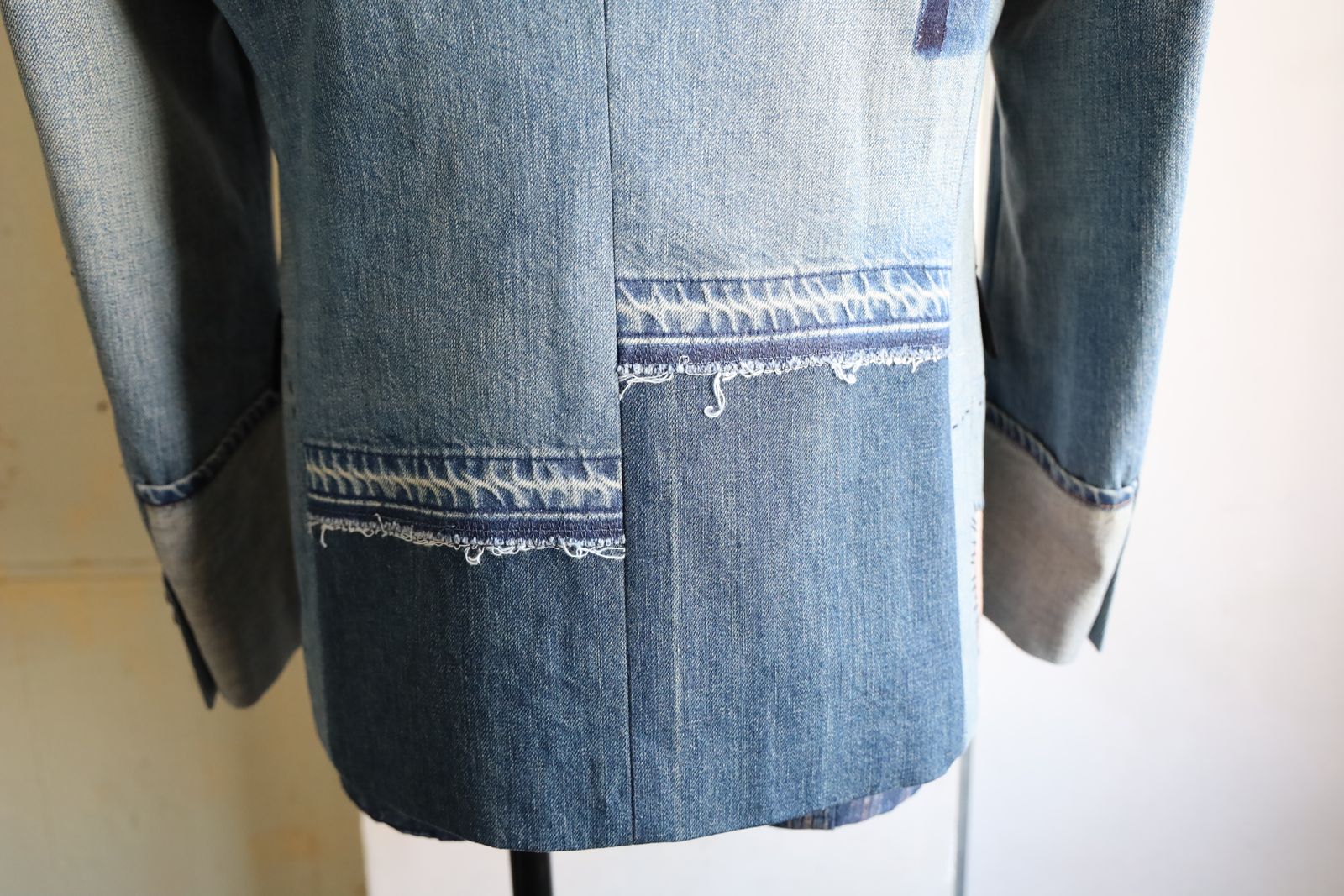 ジュンヤワタナベマン 25SS 多素材パッチワークデニムジャケット(W0-J012-051)INDIGO×MIX