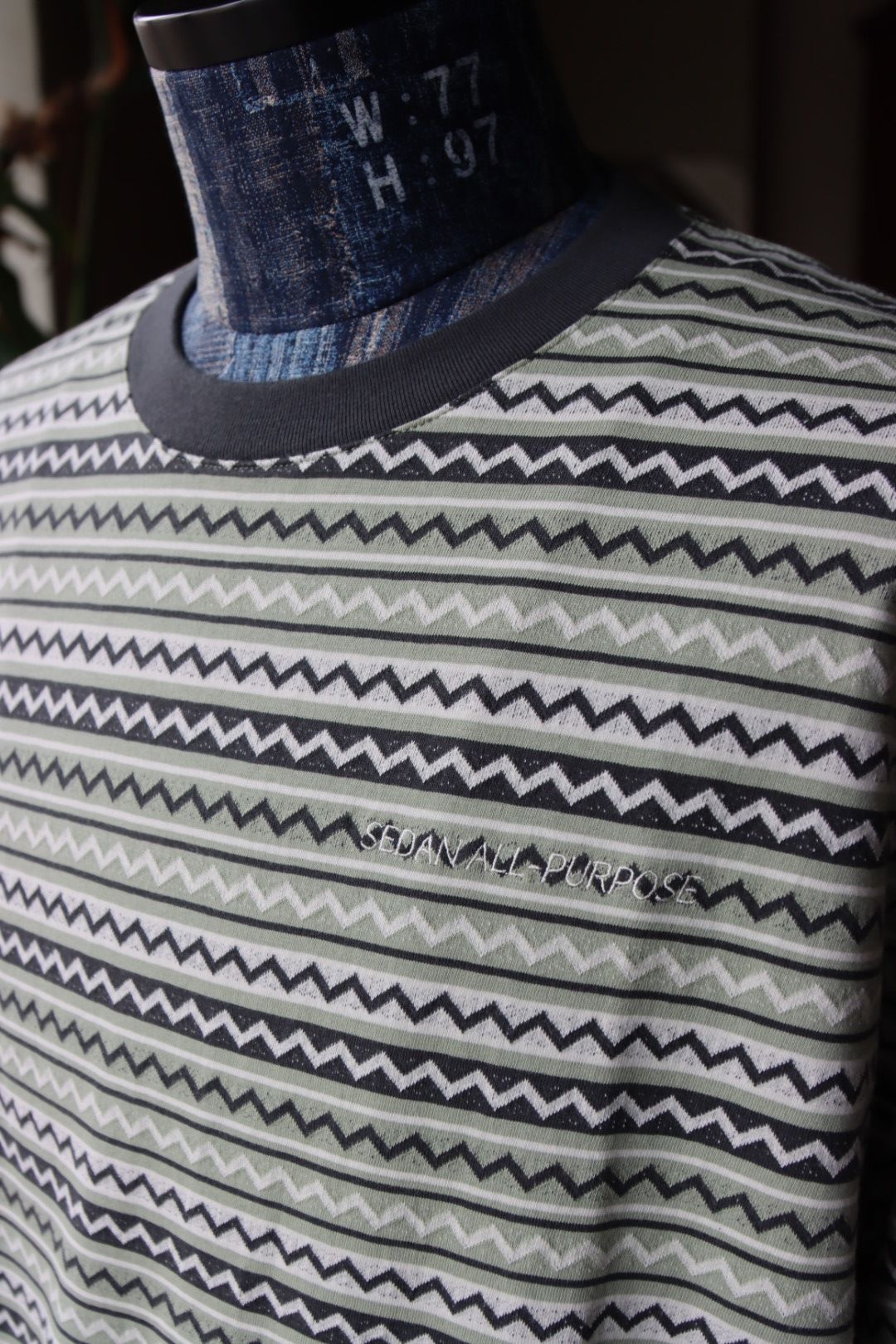 セダンオールパーパス SS24  Jaquard Striped S/S Tee(SD24S-CT07)Matcha☆4月6日(土)発売！