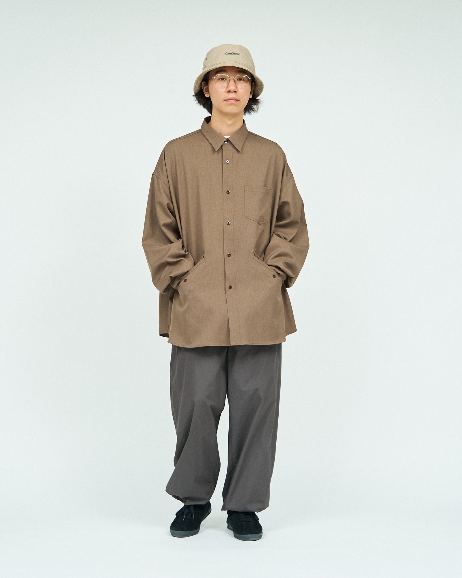 フレッシュサービス WOOLY TWILL TECH SHIRT(FSC243-50179)BROWN