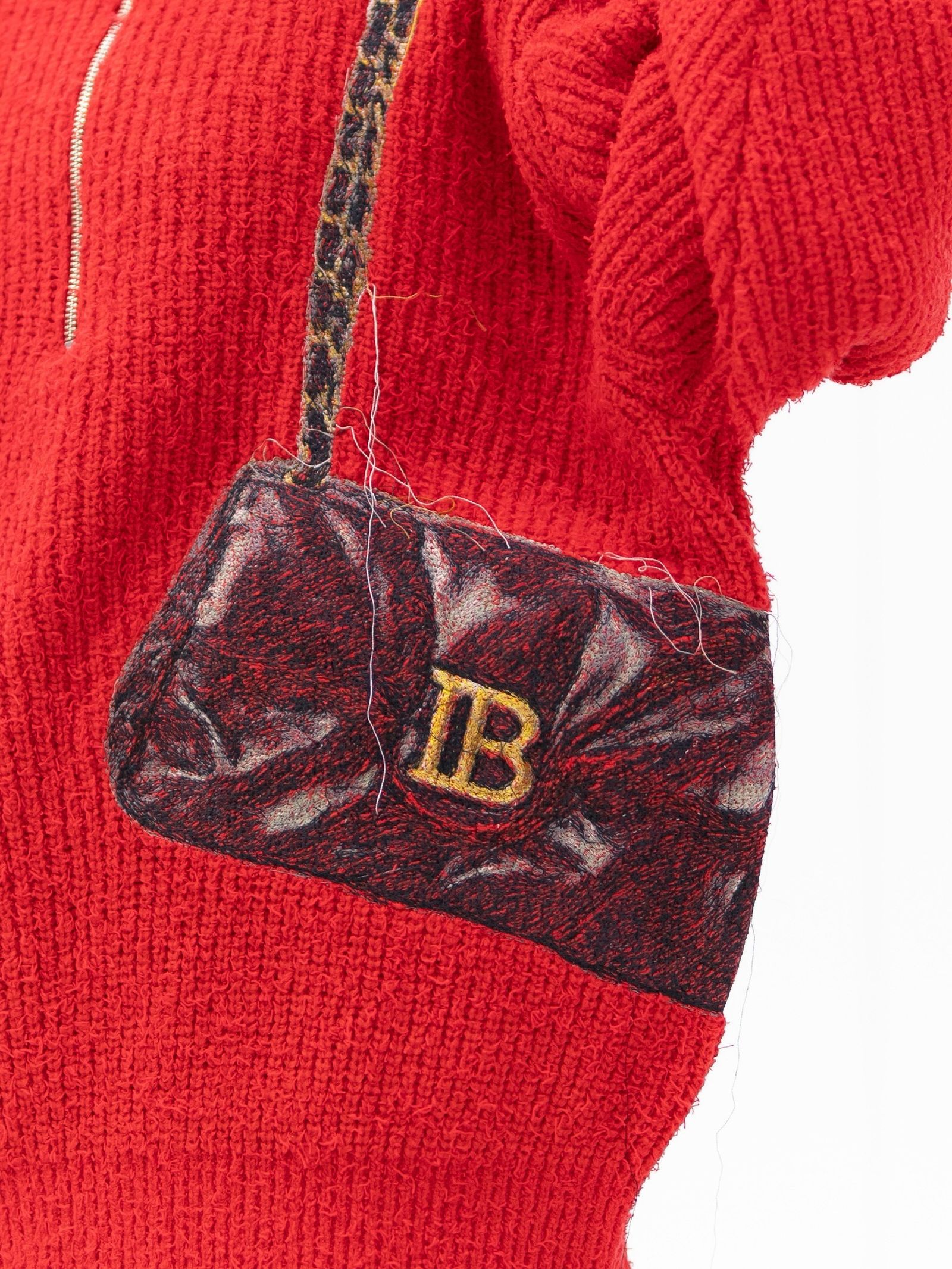 doublet ダブレット26AW TROMPE L’OEIL EMBROIDERY HALF ZIP KNIT (26AW56KN229)RED