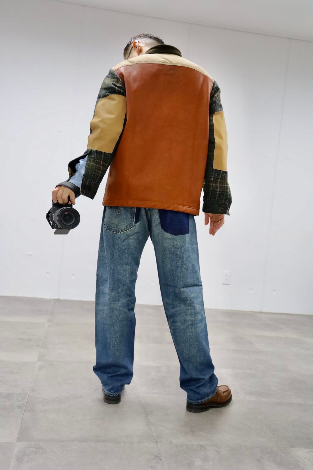 JUNYA WATANABE MAN FILSON Wネームウールチェックツイードレザージャケット2025.11.3.