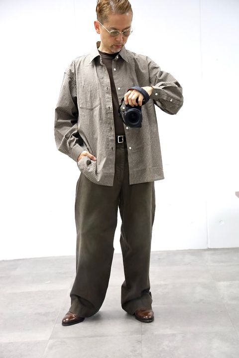 FreshService 26SS CHRAFTeX® L/S STRIPE SHIRT"BROWN STRIPE"スタイル