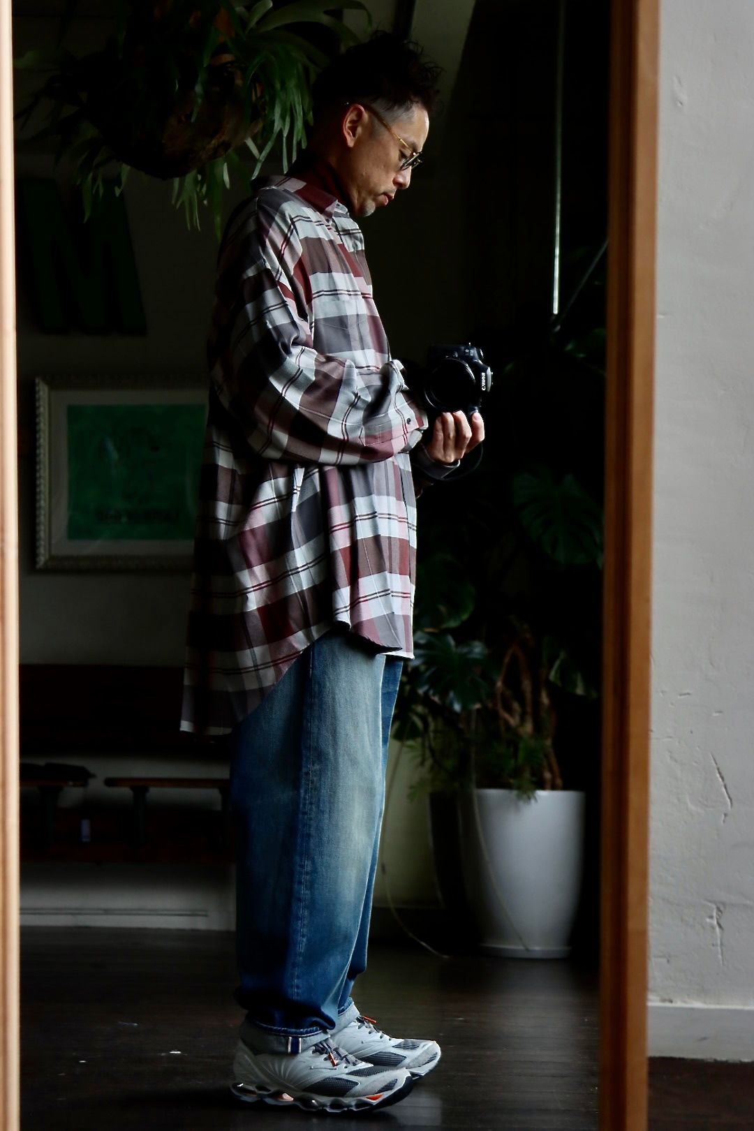 Graphpaper 22AW Viscose Check Oversized B.D. Shirtスタイル.2022.8