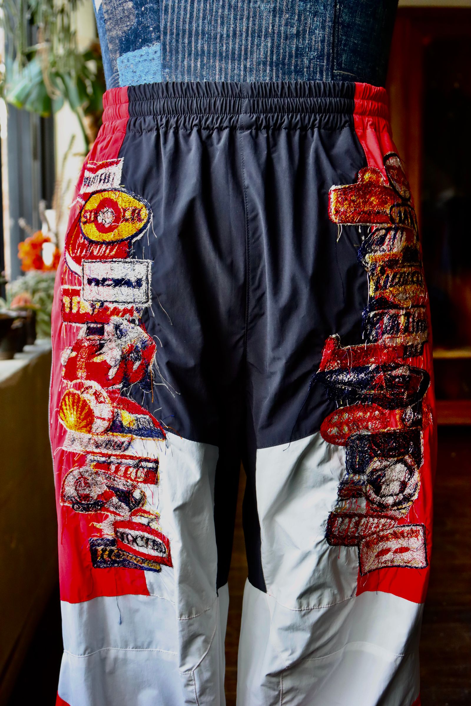 ダブレット 24SS A.I PATCHES EMBRIDERY TRACK PANTS (24SS06PT257) BLACK/RED - S