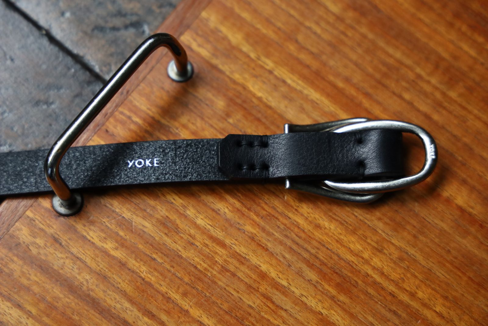 ヨーク 25FW Double Buckel Leather Belt(YK25FW01139A)BLACK