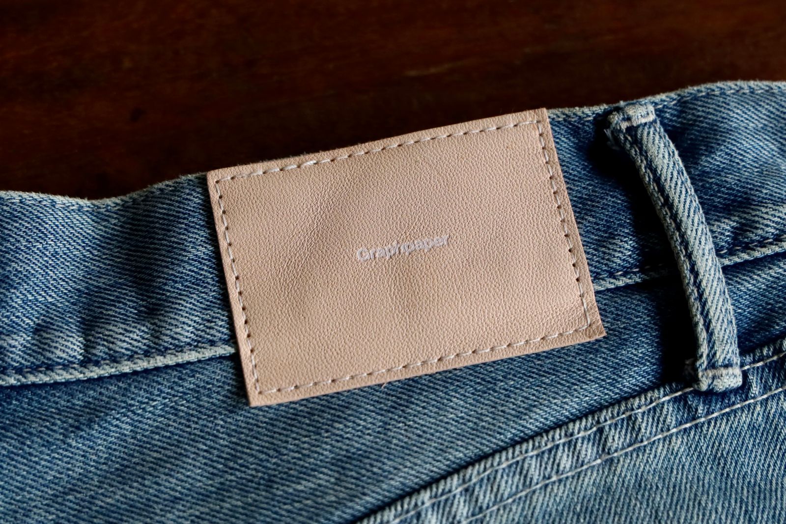Graphpaper 25SS WOMENS Selvage Denim Two Tuck Wide Pants(GL251-40189LB)INDIGO_LIGHT FADE