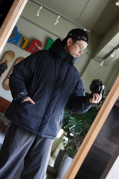 グラフペーパー22AW PERTEX Riversible Hooded Downスタイル.2022.9.23.