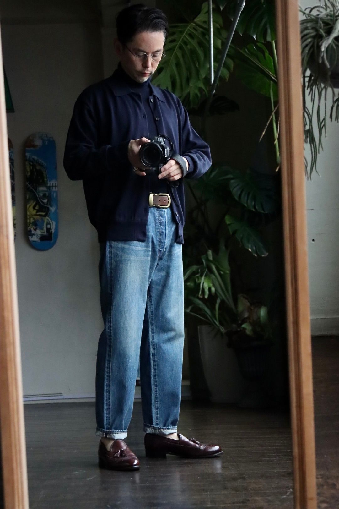 A.PRESSE アプレッセ23SS Cotton Knit Polo Collar Cardiganスタイル