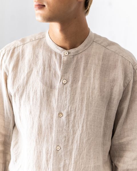 blurhms Linen Band-collar Shirt Style