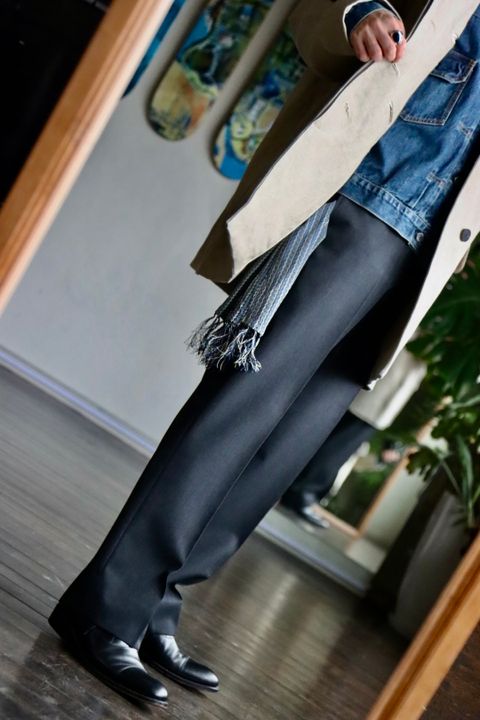 A.PRESSE Linen Half Coatスタイル