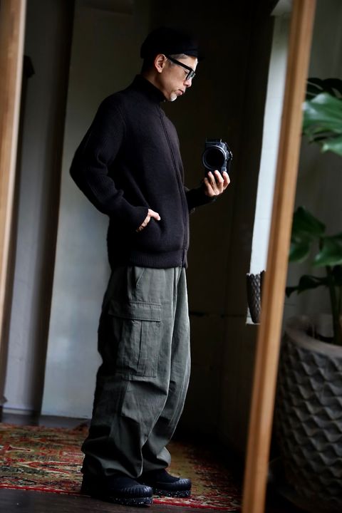 MARKAWARE 26AW DRIVERS KNIT"NATURAL BLACK"スタイル