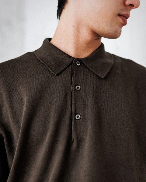 A.PRESSE Cotton Knit L/S Polo Shirts (OLIVE)スタイル 2月8日(土)新作発売！