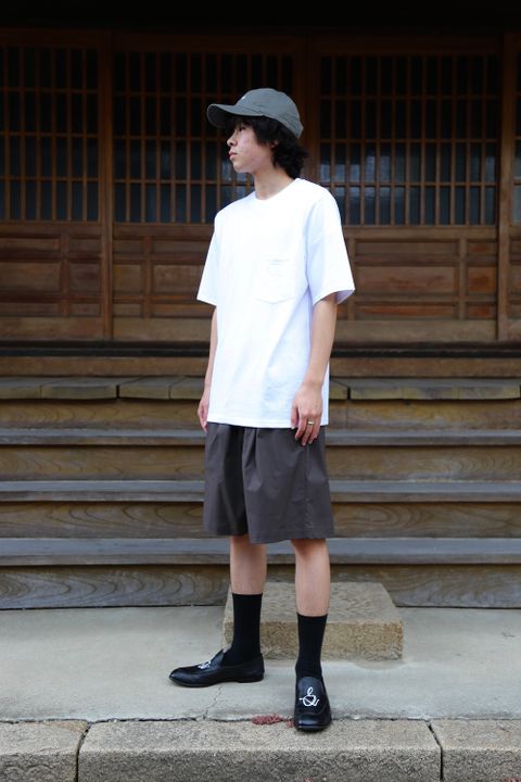 Graphpaper Stretch Typewriter Wide Tuck Chef Shorts(GM212-40616B) style. 2021.06.13.