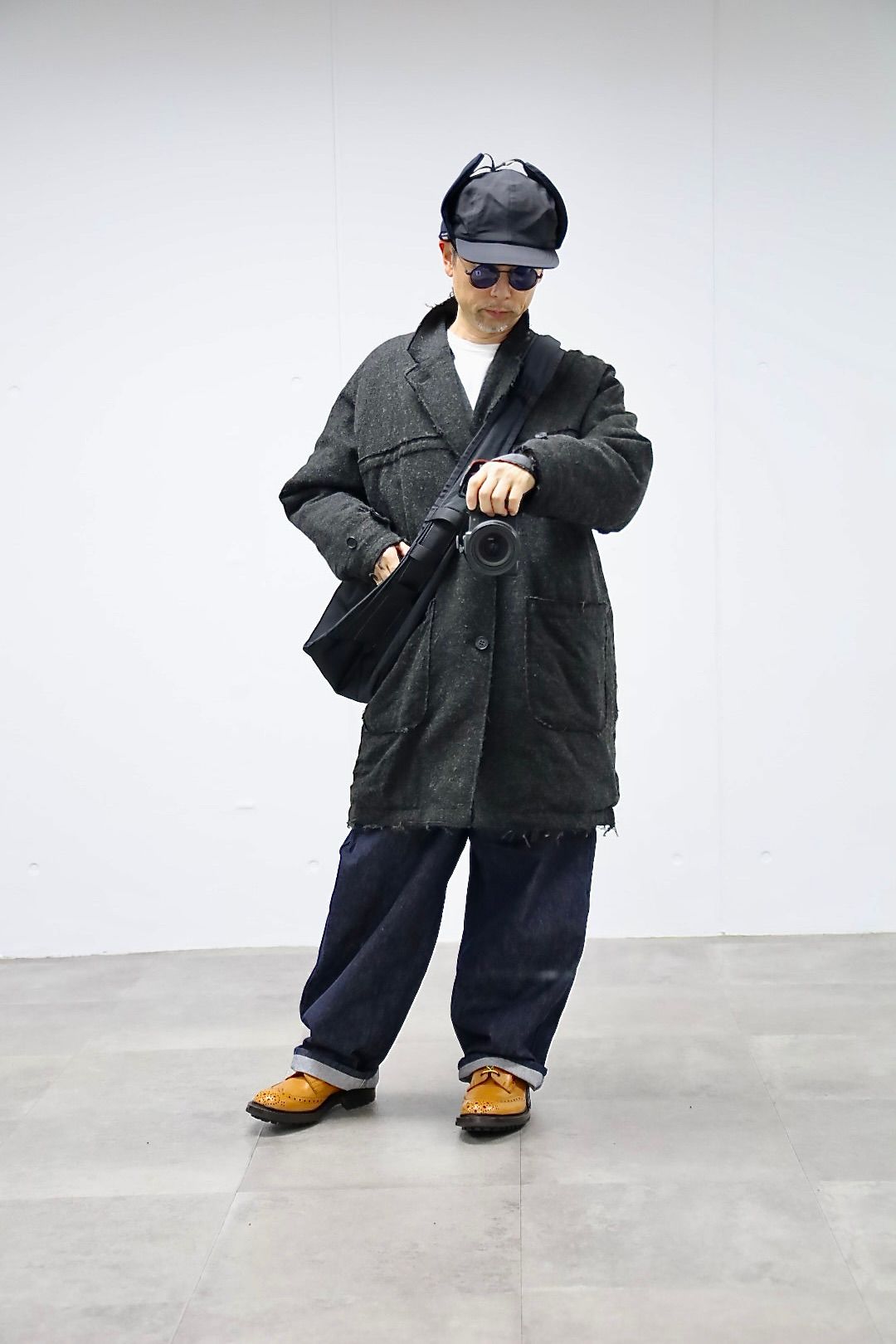 COMME des GARCONS HOMME ウールツイードヘリンボーンコートスタイル