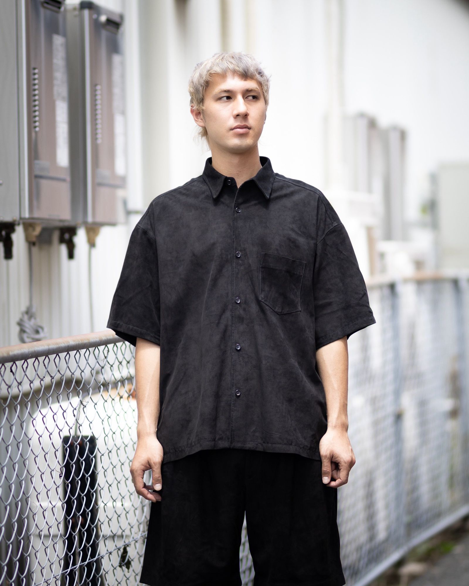 Graphpaper Cow Nubuck Leather S/S Oversized Regular Collar Shirt PICK UP STYLE