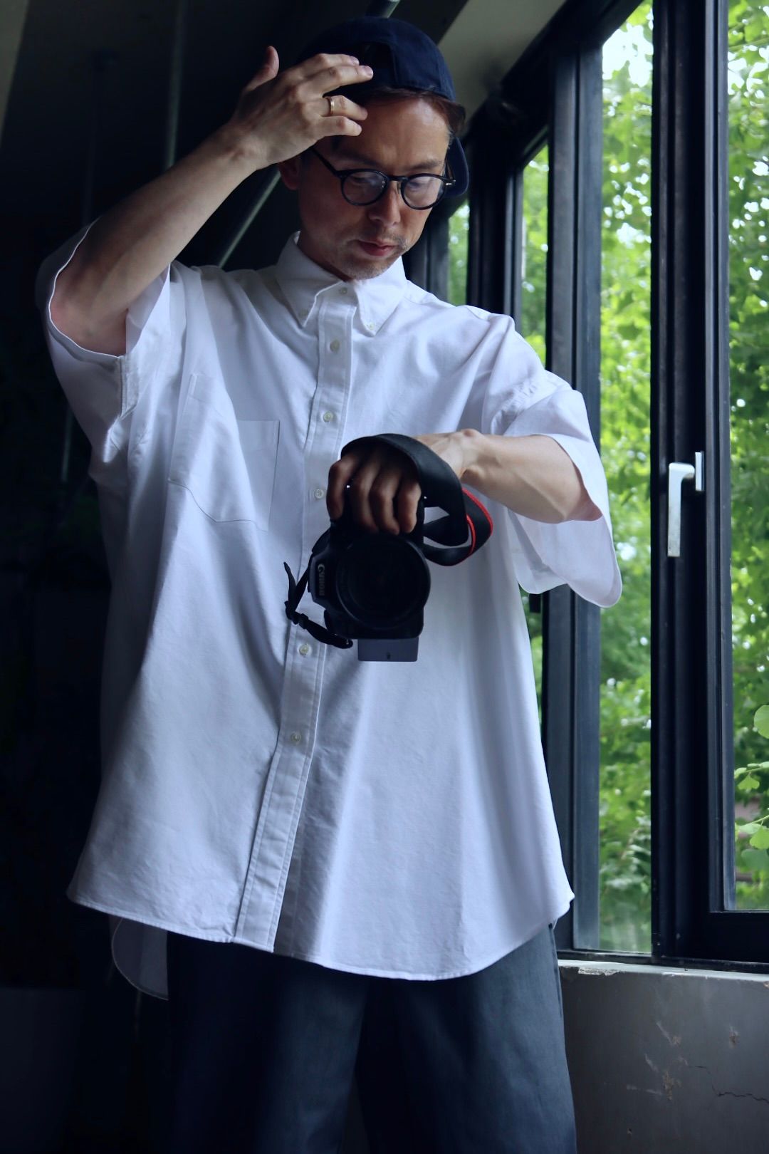 グラフペーパー Oxford S/S Oversized B.D Shirt(GM252-50076B)WHITE☆6月21日(土)発売！