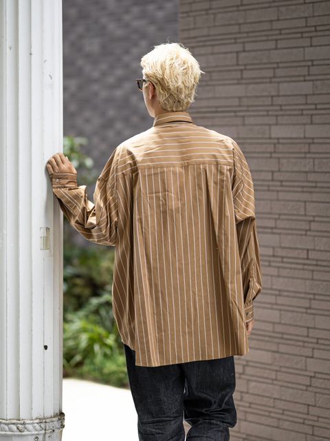 Graphpaper SIDOGRAS Brown Stripe L/S Oversized Regular Collar Shirt 8月8日(土)新作発売！