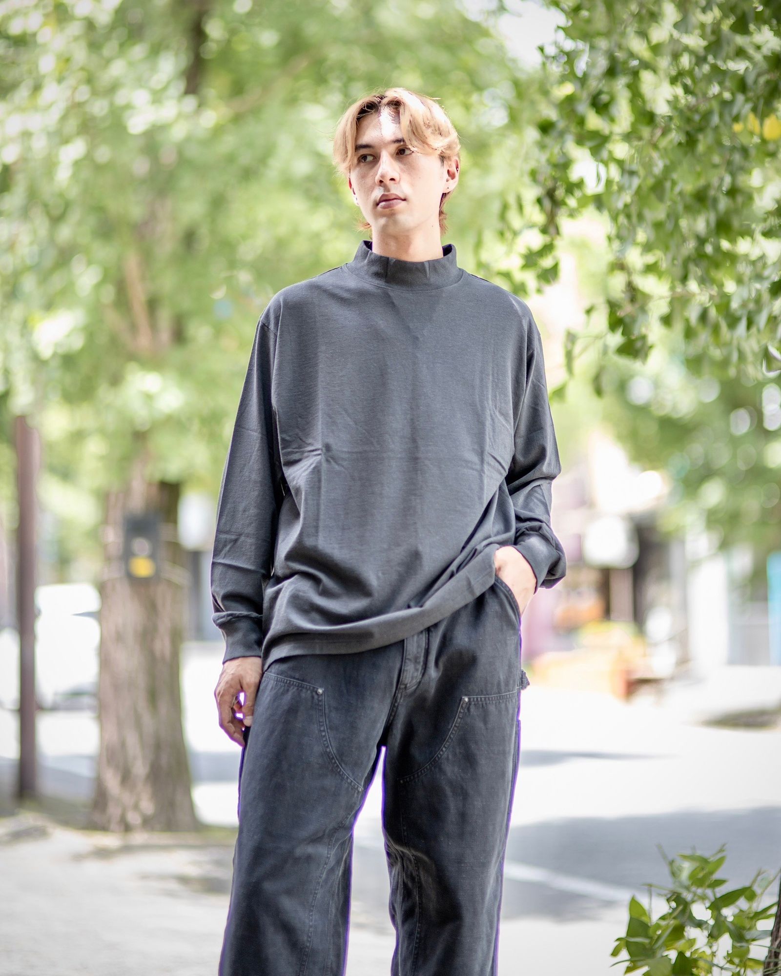 Cashmere Blend Turtle Neck L/S T-Shirt( 24AAP-05-01K)CHARCOAL