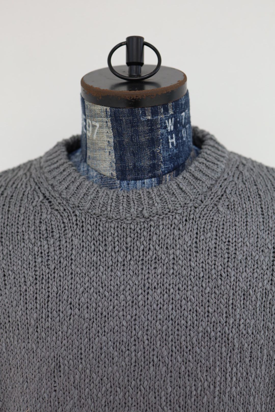 グラフペーパー Cotton Wool Slub Oversized Crew Neck Knit(GU263-80602)STONE GRAY