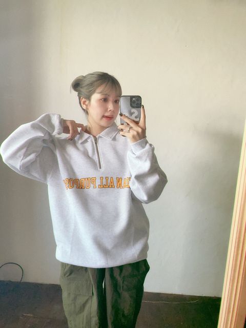 SEDAN ALL-PURPOSE FW23 Arch Logo Quarter Zip Sweatshirt"Ash"スタイル