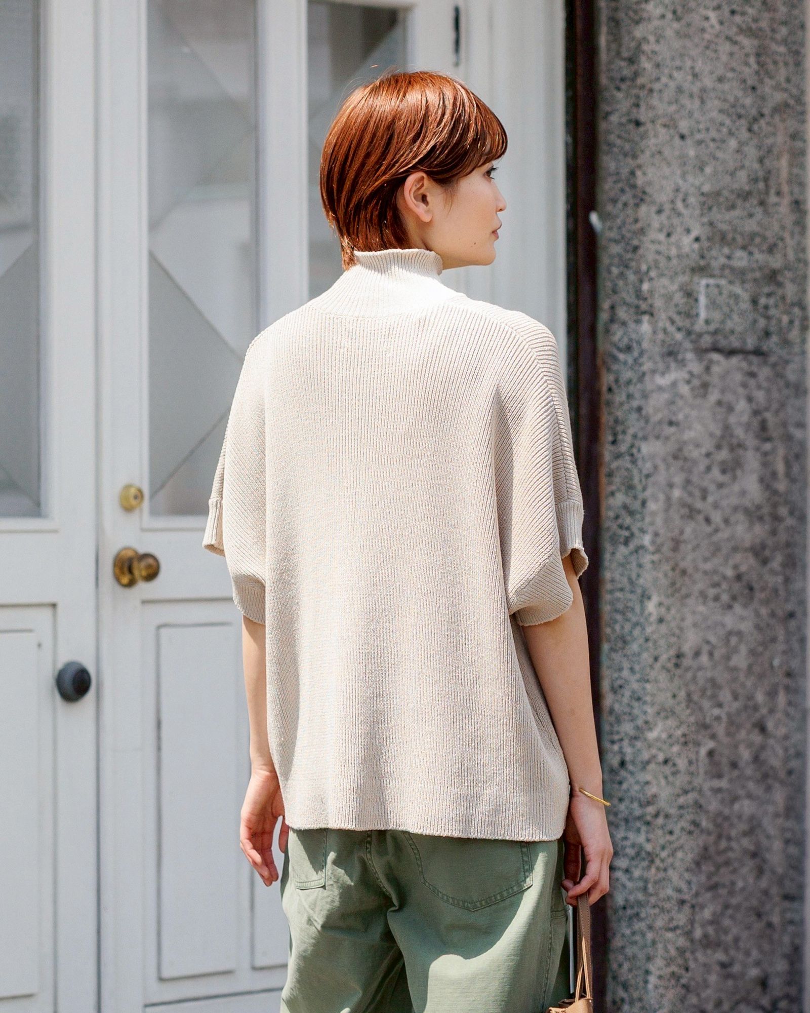 グラフペーパー 25SS新作Linen Solotex S/S Mock Neck Knit style.2025.4.26