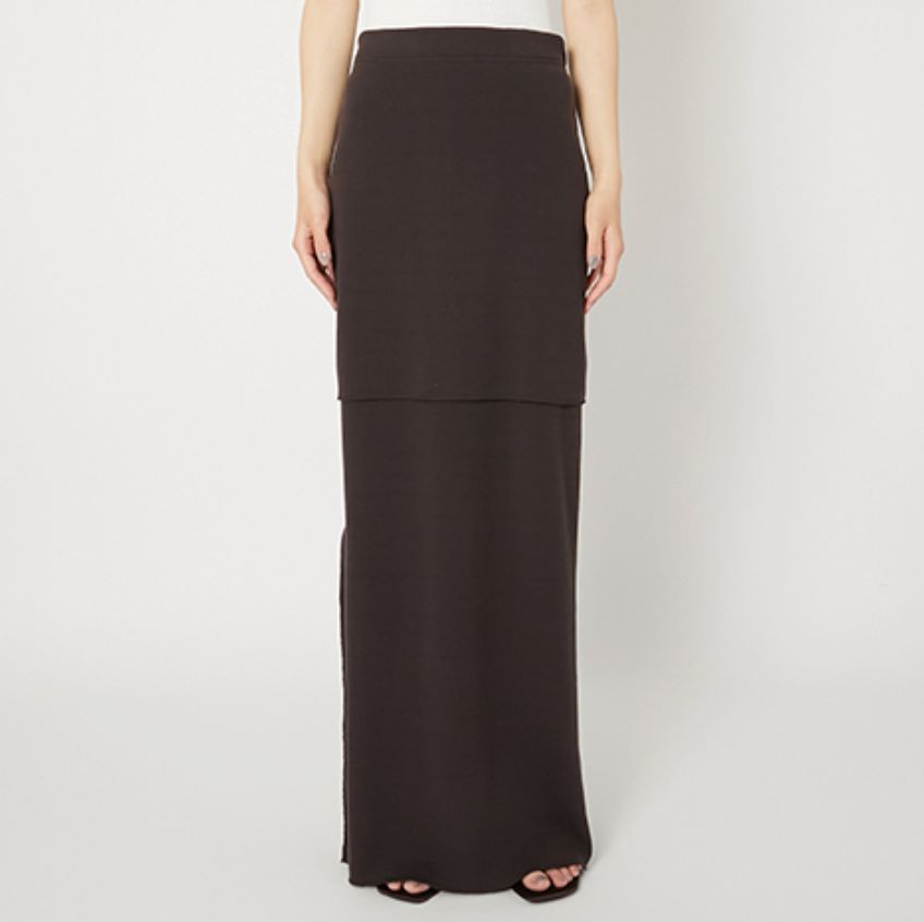 【Women's】プロダクトトゥエルブ  Super 140’s Melino Wool Layered Long Skirt(26SS-WCS07)BROWN☆新作発売！