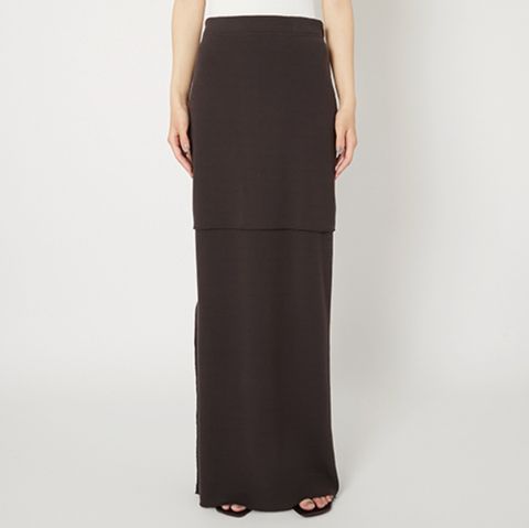【Women's】プロダクトトゥエルブ  Super 140’s Melino Wool Layered Long Skirt(26SS-WCS07)BROWN☆新作発売！