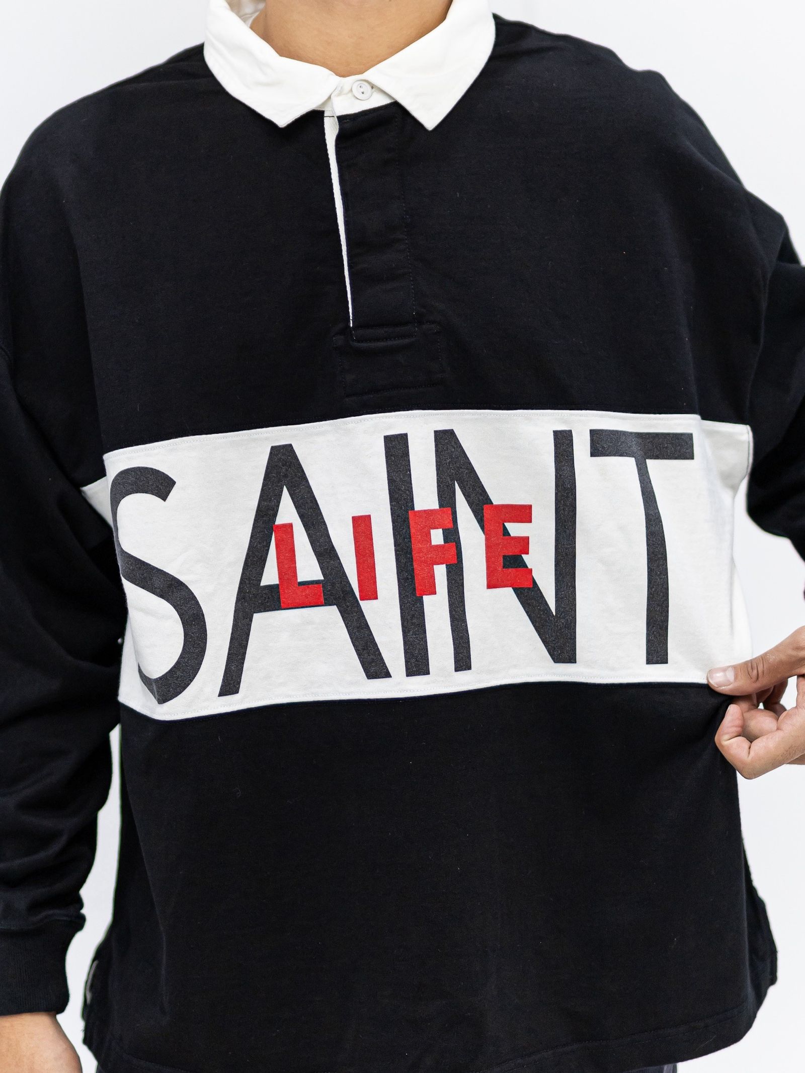 セントマイケル 26AW SAINT LIFE_LS POLO SHIRT (SM-MK1-0000-023) BLACK☆9月19日(土)発売！