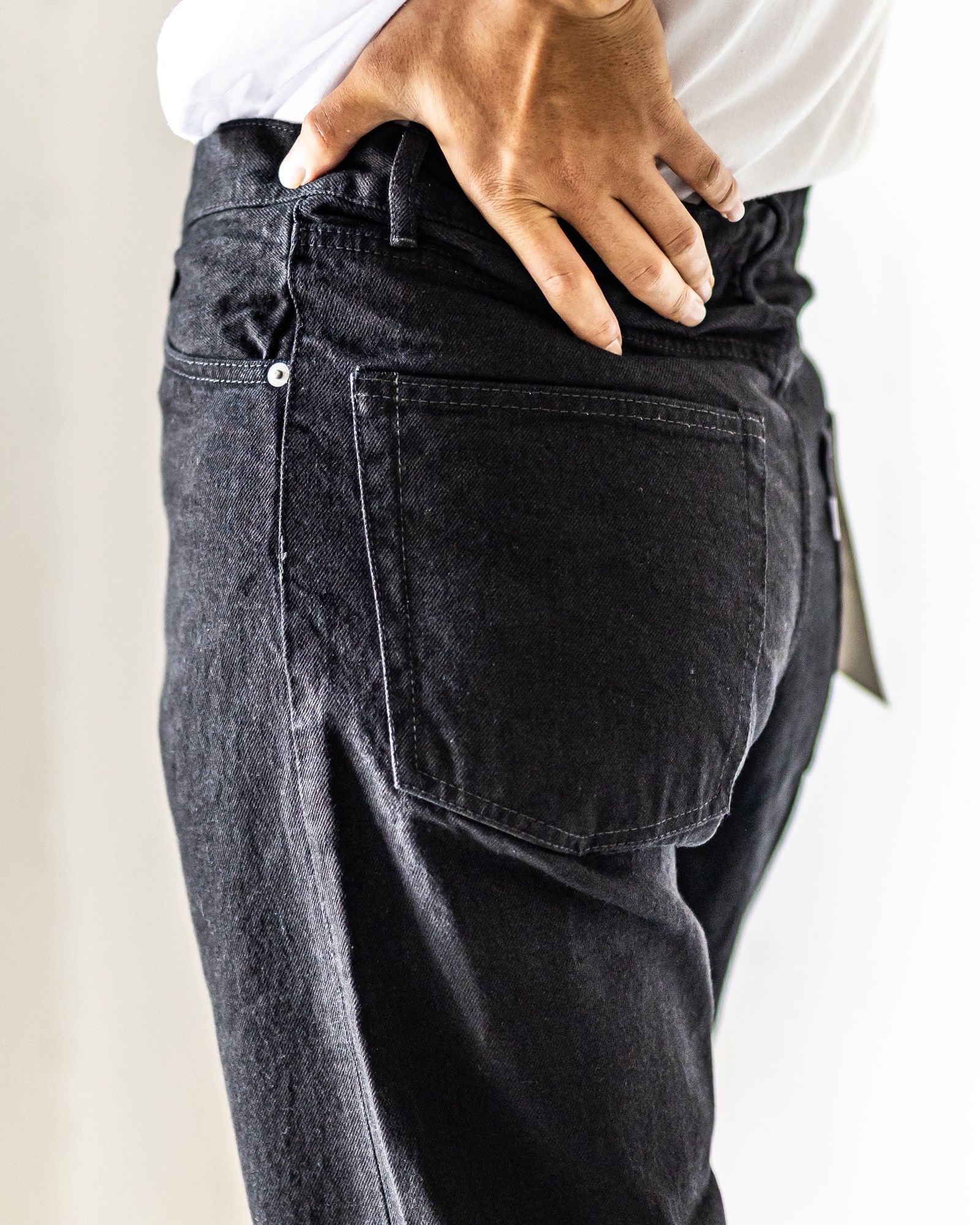 グラフペーパー25AW Selvage Denim Five Pocket wide Straight Pants(GU253-40059RB)BLACK_WASHED