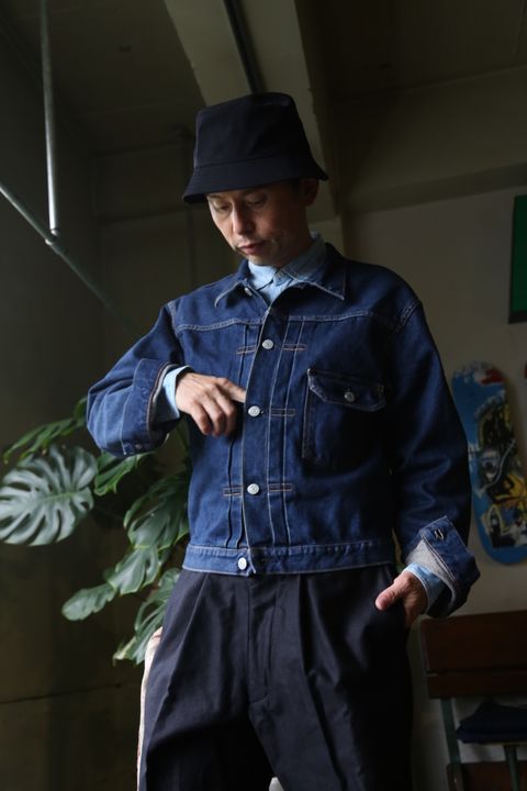 CIOTA本藍スビンコットン13.5ozデニムGジャン"ダークブルーダメージ"style.8.13.