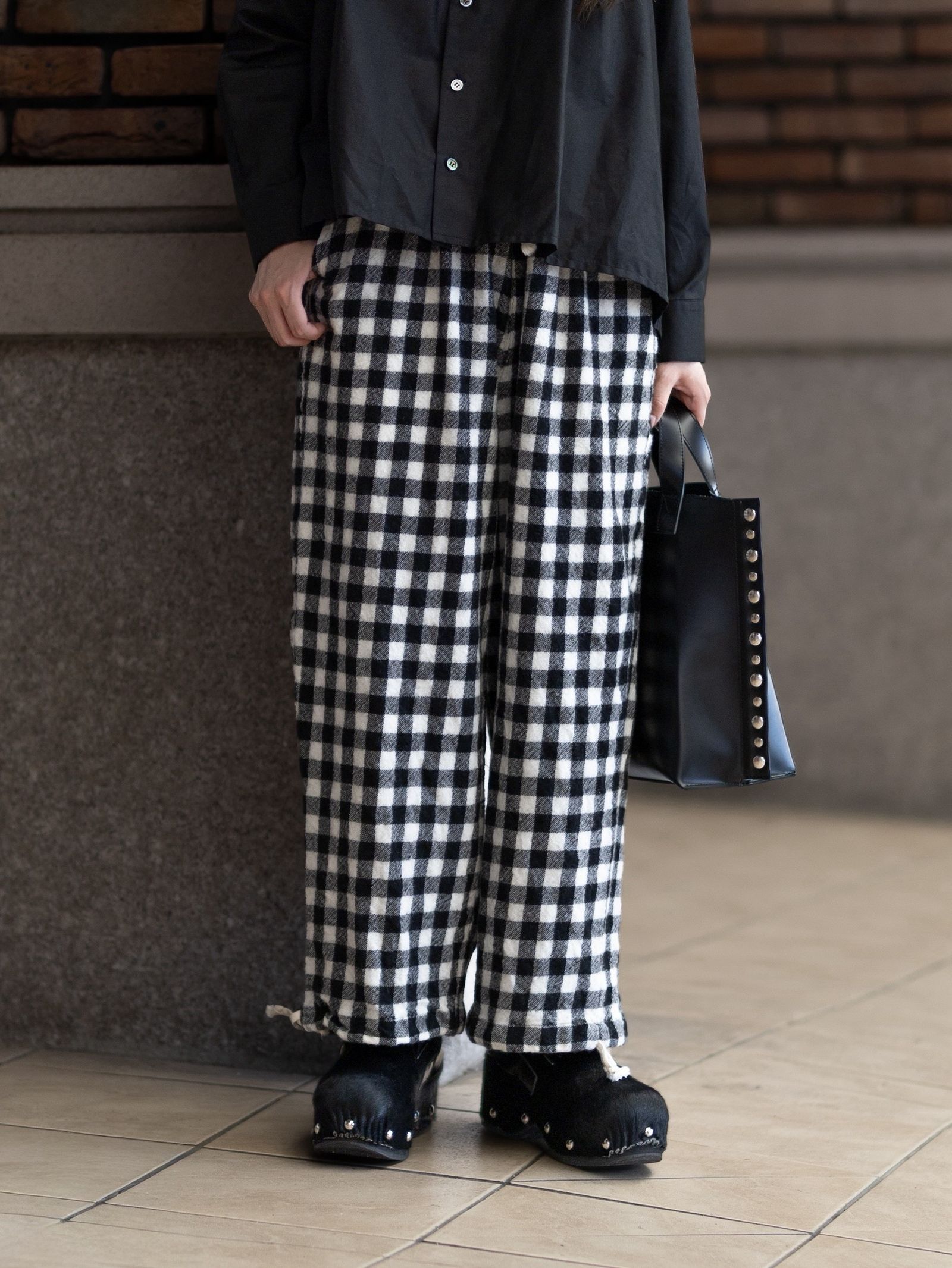 tao 26FW ウールギンガムチェック先染 製品縮絨パンツ(TR-P005-051-1)BLACK×WHITE☆10月2日(金)発売！