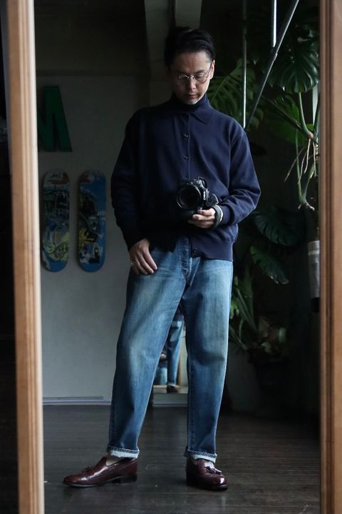 A.PRESSE アプレッセ23SS Cotton Knit Polo Collar Cardiganスタイル