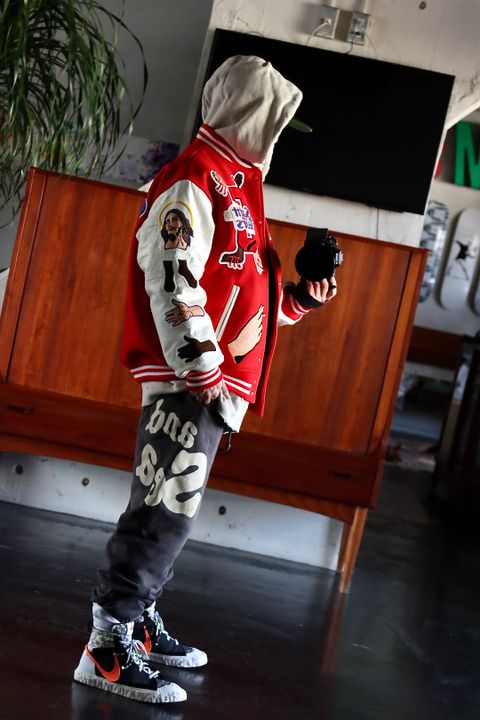 ©SAINT M×××××× ×DENIM TEARS「SAINT TEARS」STUDIUM JACKET (SM-S22-0000-058)RED.style