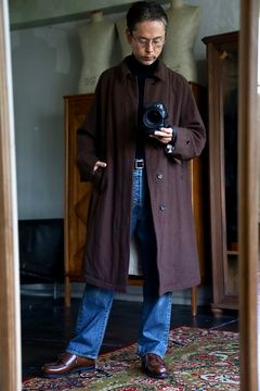blurhms Classic Wool Balmacaan Coat"BROWN"スタイル.2025.10.13.