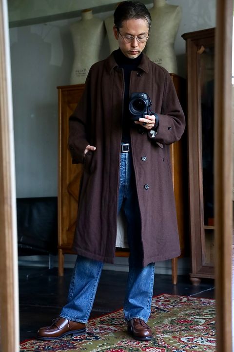 blurhms Classic Wool Balmacaan Coat"BROWN"スタイル.2025.10.13.