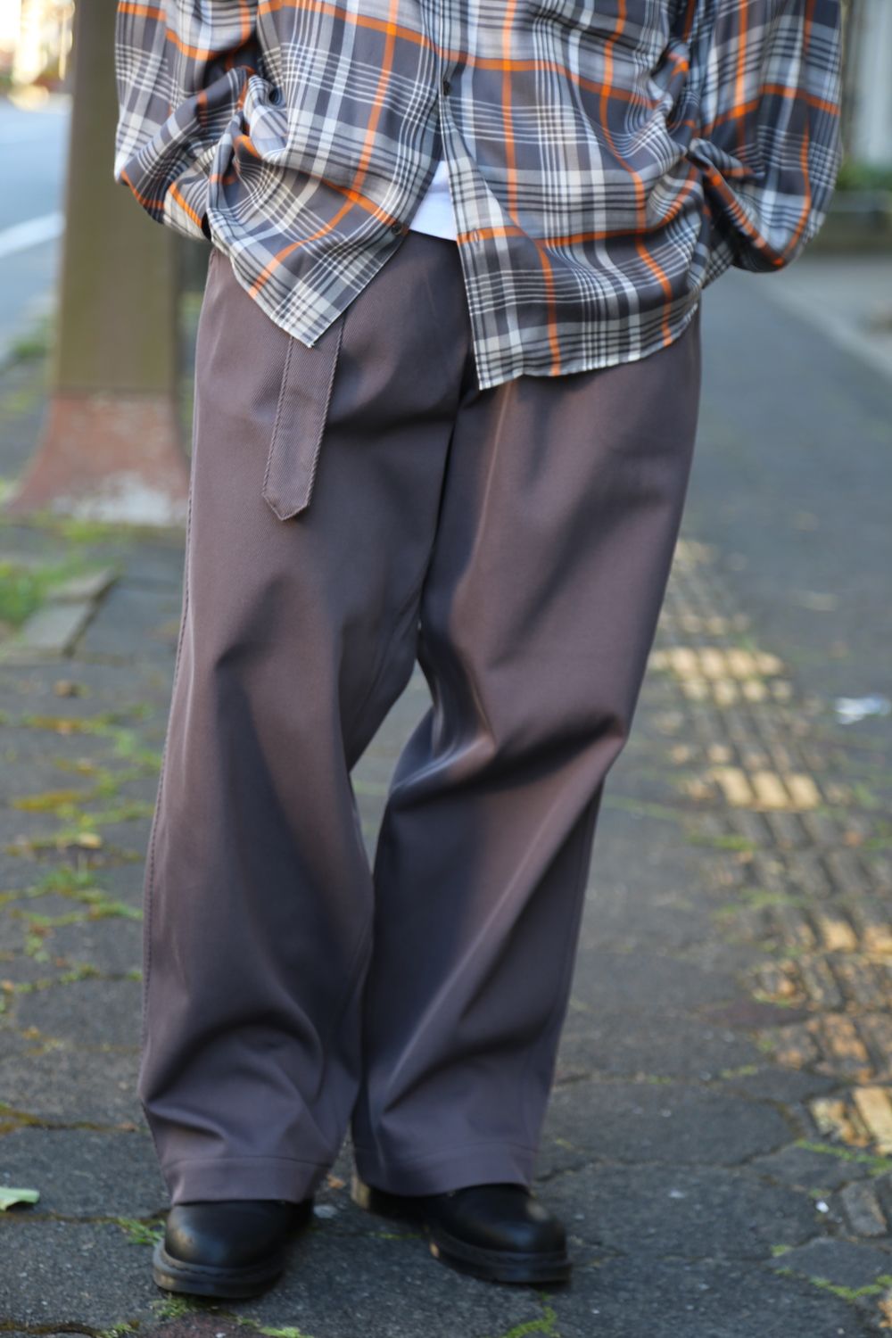 Graphpaper Tencel Check Band Collar Big Sleeve Shirt"GRAY×ORANGE"Style.2020.8.15.