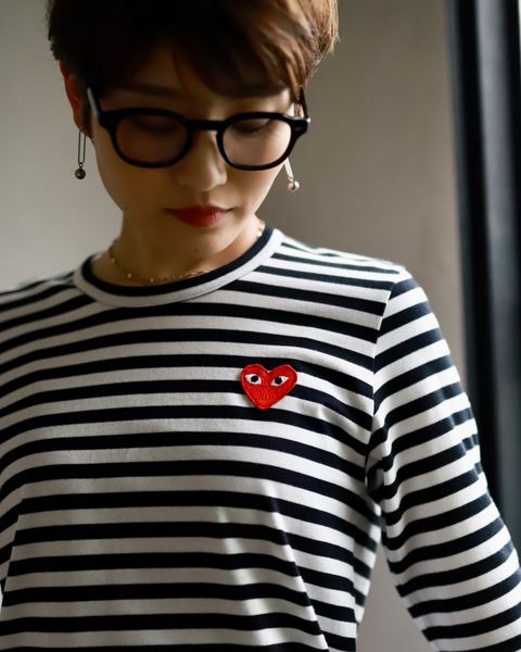PLAY COMME des GARCONS レディースボーダーTシャツstyle.2023.6.15