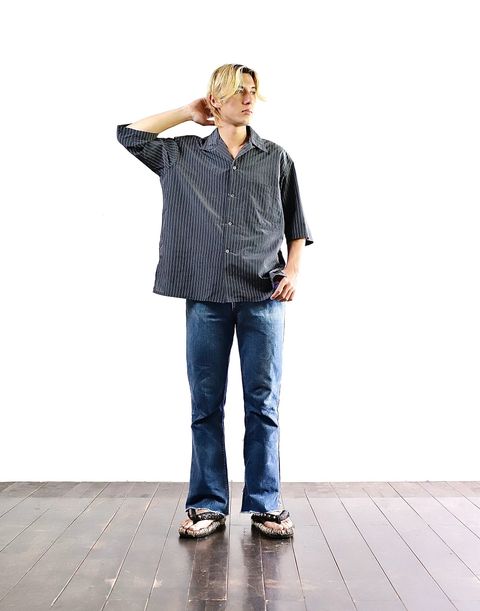 YOKE 24SS LANDSCAPE PRINTED OPEN COLLAR SHIRT  style 2024.5.26