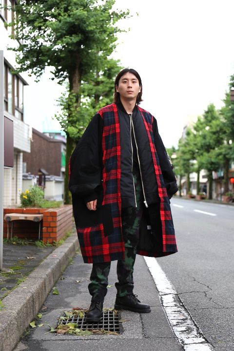 KIDILL Docking MA-1 Jacket(KL445) "Black×Red Tartan"スタイル.2020.7.25.
